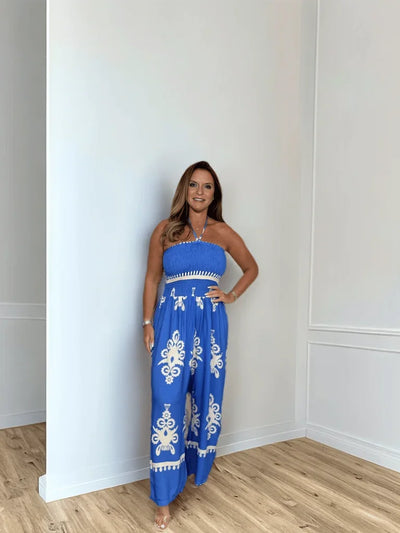 Sheila - Lace-up Suspender Jumpsuit