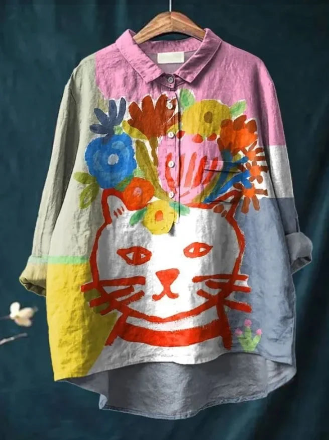 Matilda | Abstract Cat Print Shirt