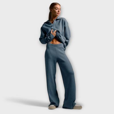 Ladies' knit set with wide pants and loose sweater