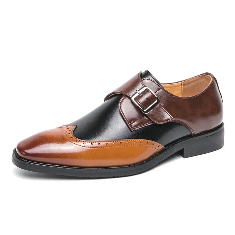 Bruno Lombardo Monk Strap Brogue Leather Shoes