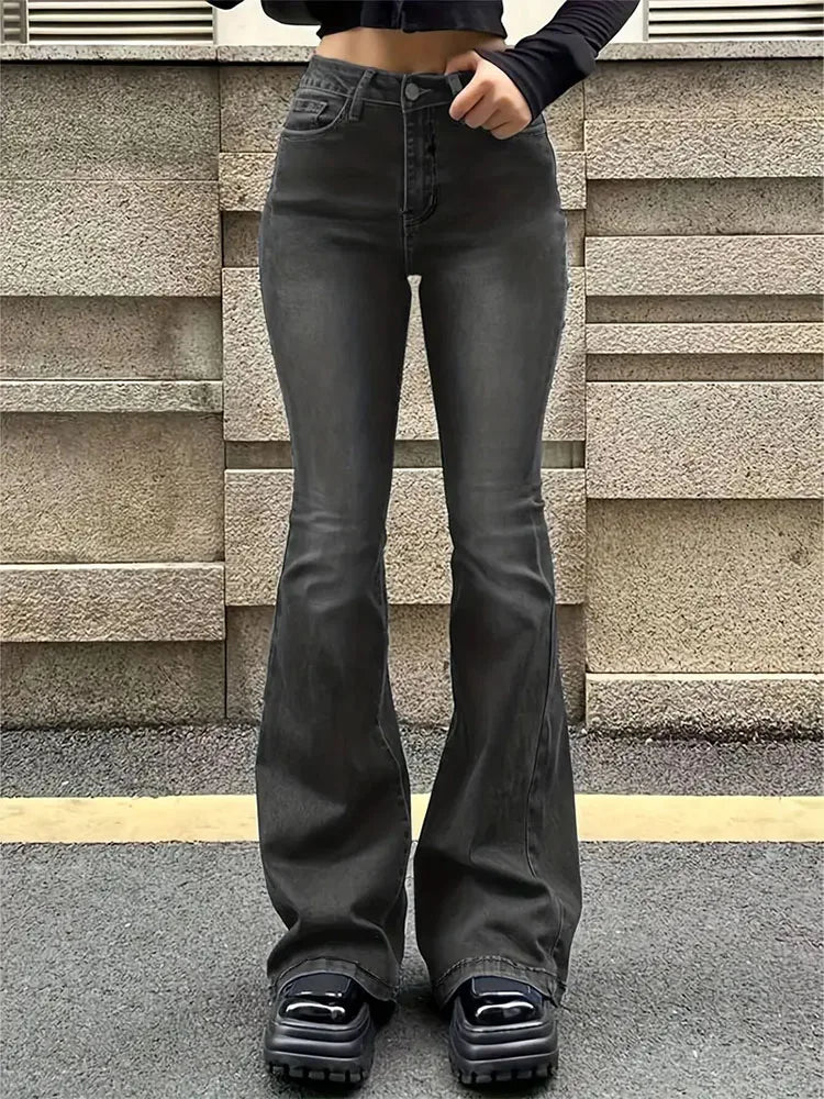 Avencea - High-Waist Jeans with Flared Legs - Stretchy and Comfortable