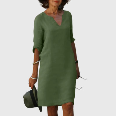 Diana | Teal Breeze V-Neck Shift Dress