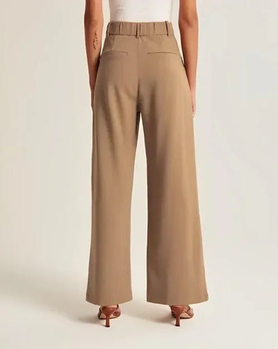 Women’s Wide-Leg Trousers – Tailored Fit – High Waist – Pleated Front – Full Length