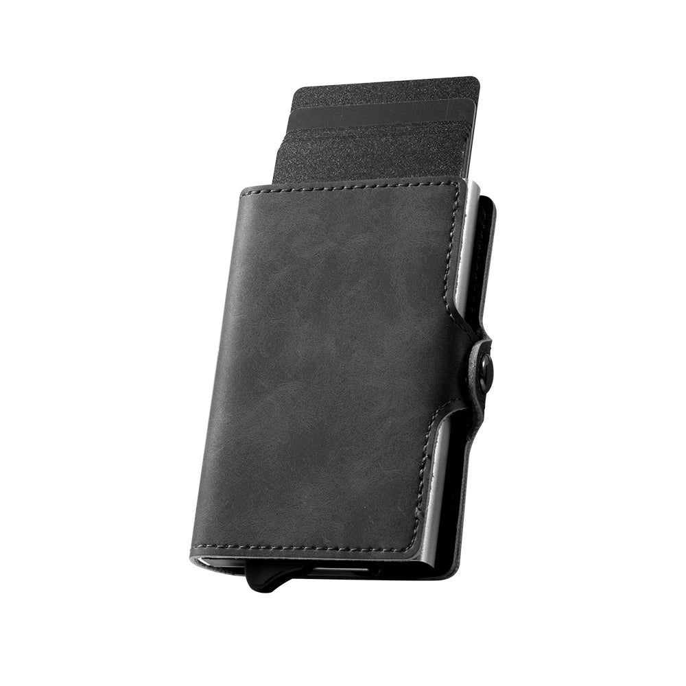 Men’s RFID Blocking Pop-Up Card Wallet – Vintage Leather Slim Money Clip Holder