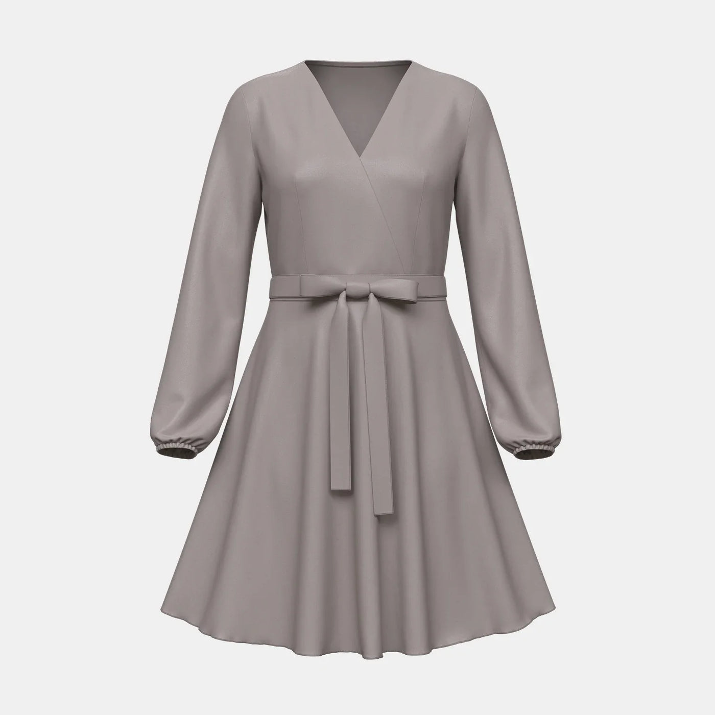 Women’s Wrap Dress – V-Neck – Long Sleeve – A-Line Fit – Soft Lightweight Fabric