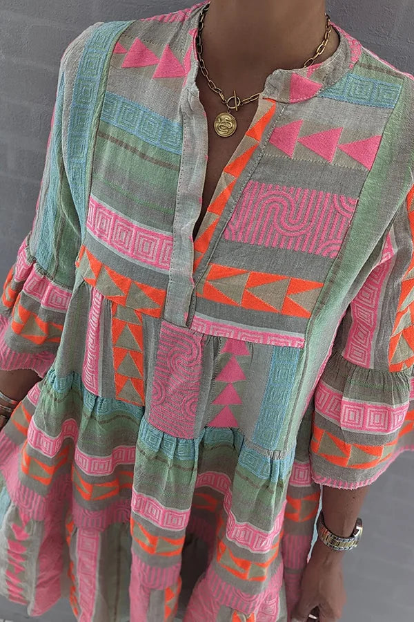 Sienna | Boho Geometric Tiered Dress