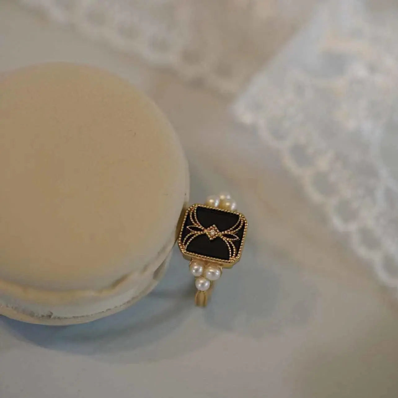 Vintage Luxury Pearl Enamel Rings