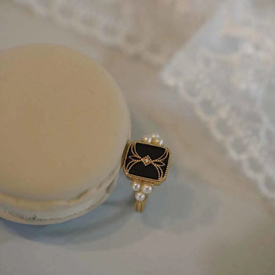 Vintage Luxury Pearl Enamel Rings