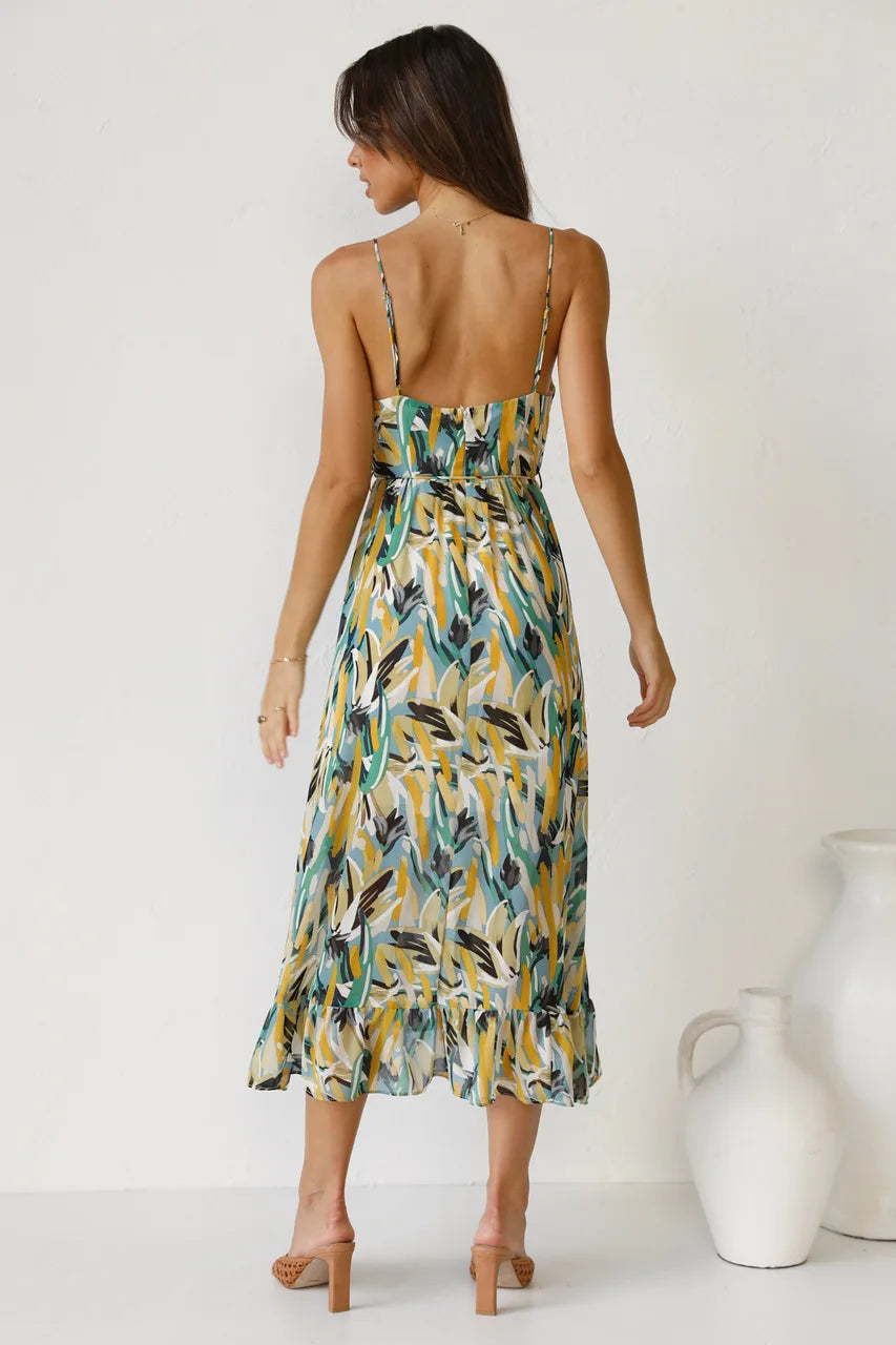 Isla | Sunset Brushstroke Midi Dress