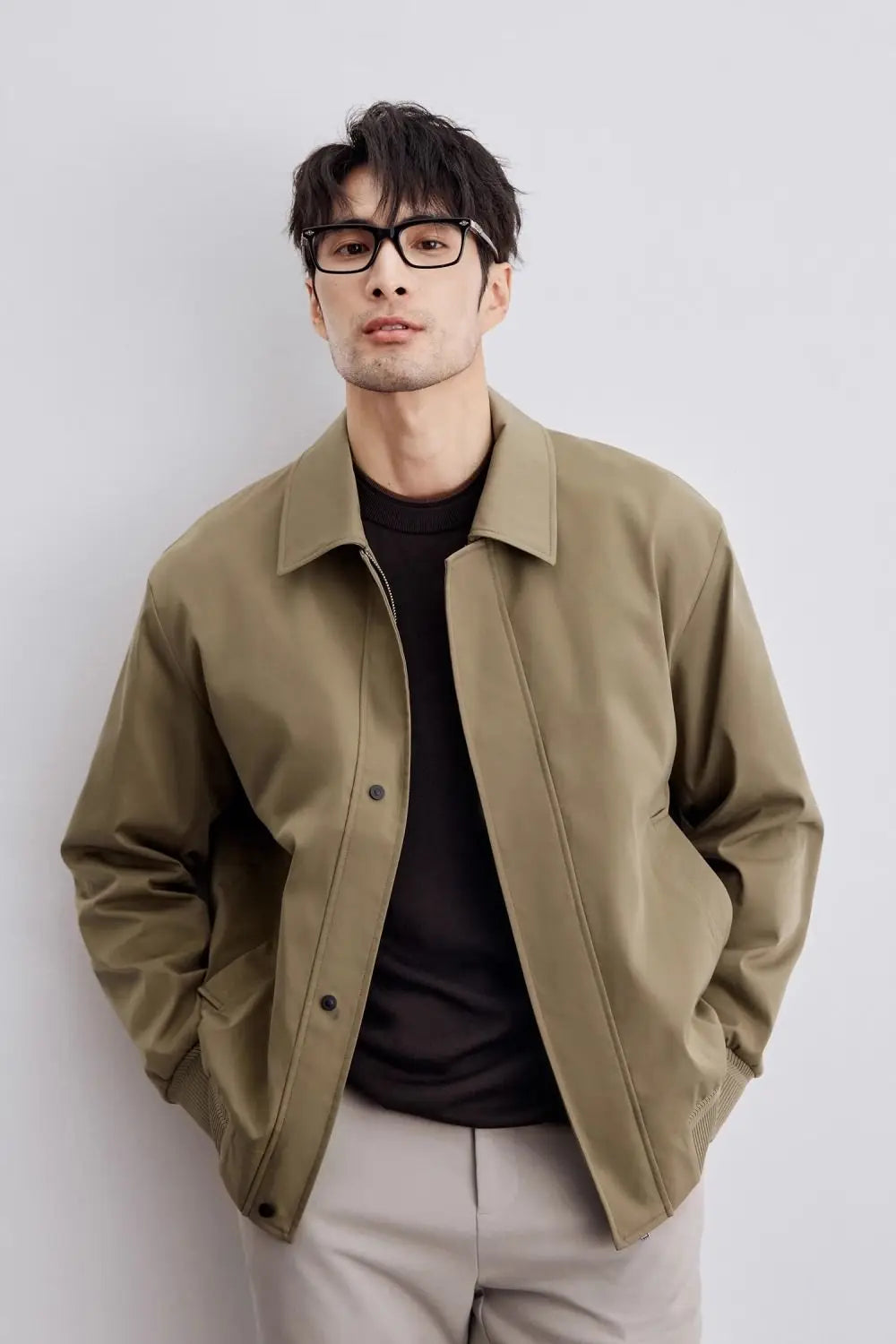 Men’s Jacket – Relaxed Fit – Woven Fabric – Classic Collar – Button-Front Casual Style