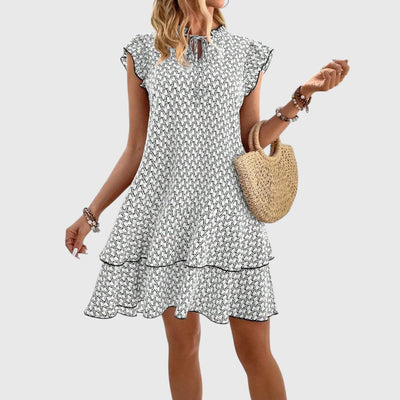 Lena | Ruffle Tie-Neck Mini Dress