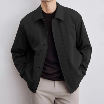 Men’s Jacket – Relaxed Fit – Woven Fabric – Classic Collar – Button-Front Casual Style