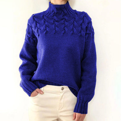 Avencea - Long Knitted Sweater with Collar for Women