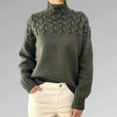 Avencea - Long Knitted Sweater with Collar for Women