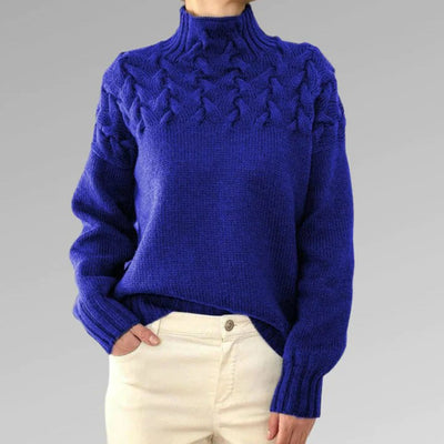 Avencea - Long Knitted Sweater with Collar for Women