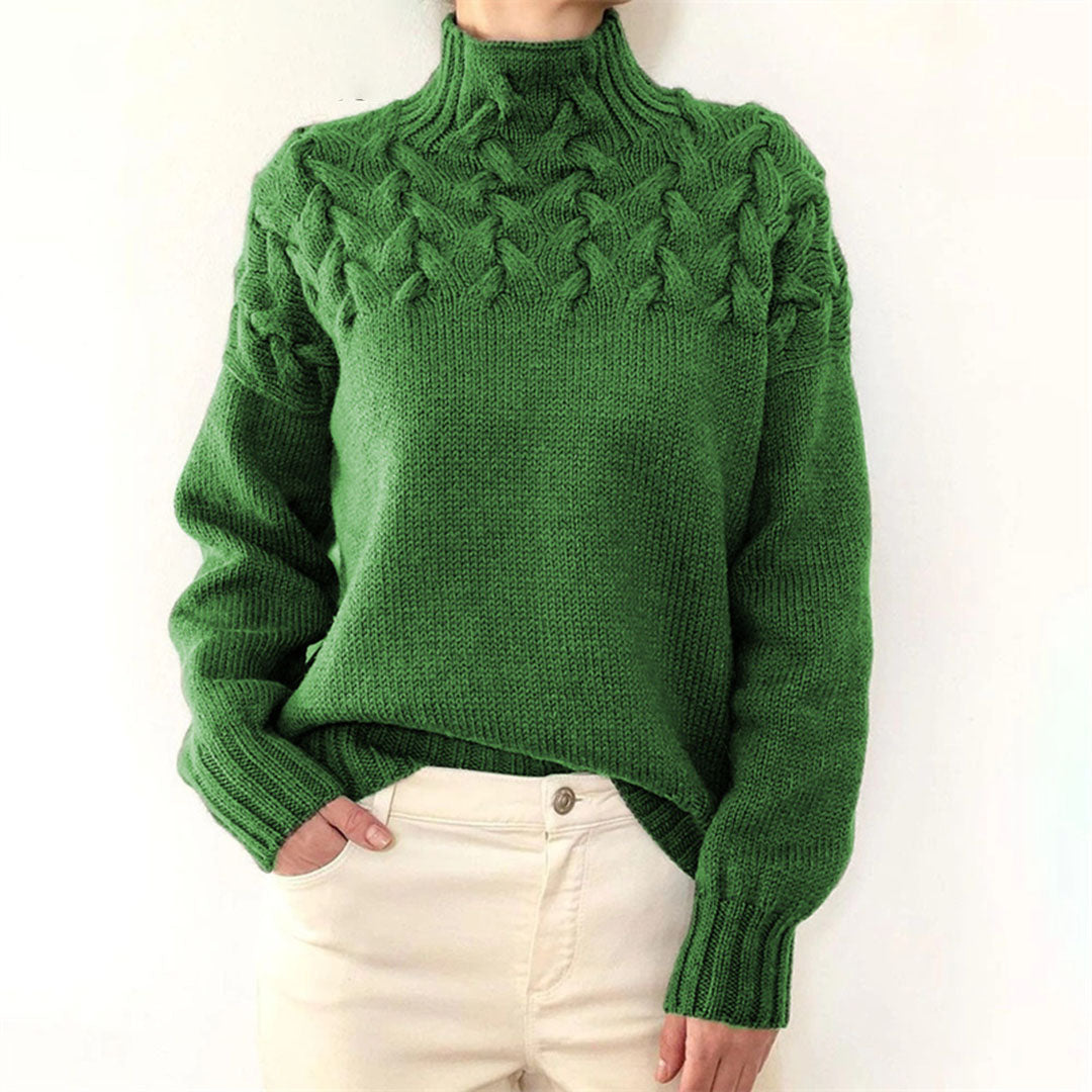 Avencea - Long Knitted Sweater with Collar for Women