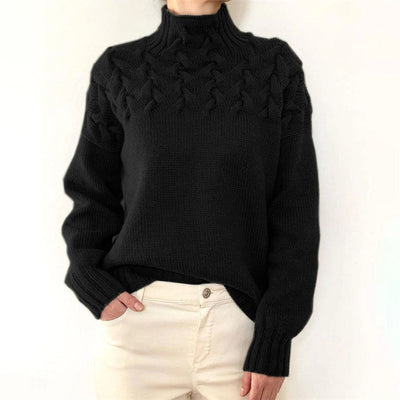 Avencea - Long Knitted Sweater with Collar for Women