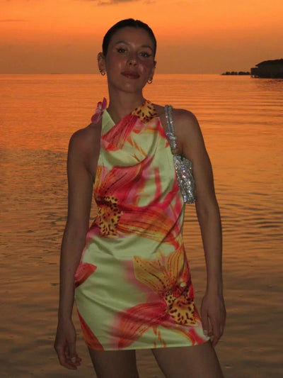 Isaline – Luxe 3D Flower Satin Dress