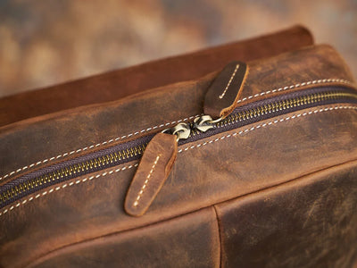 Rugged Genuine Leather Travel Backpack - Brown Large Capacity Daypack