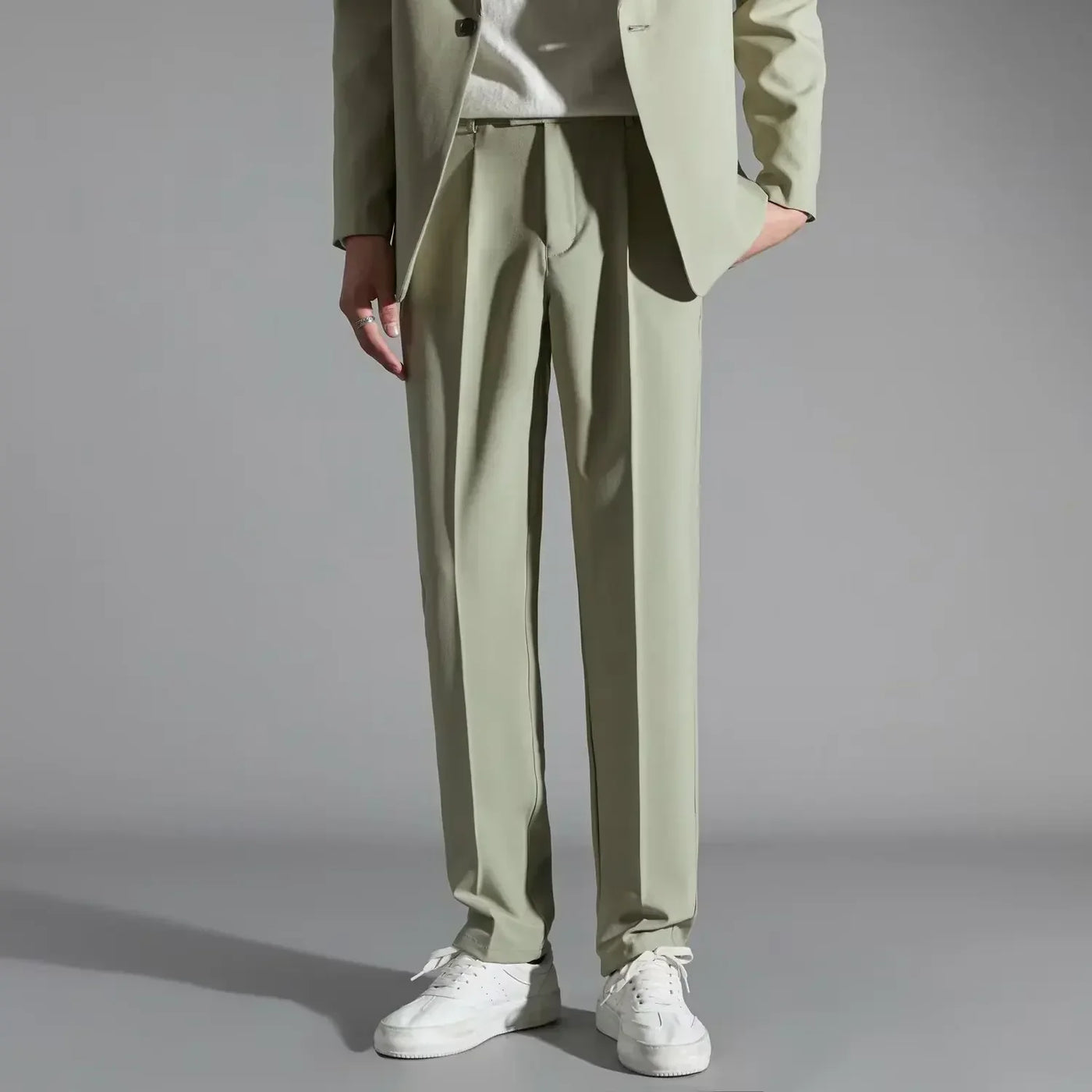 Men’s Dress Pants – Straight Fit – Flat Front with Pleats – Full Length Tailored Style