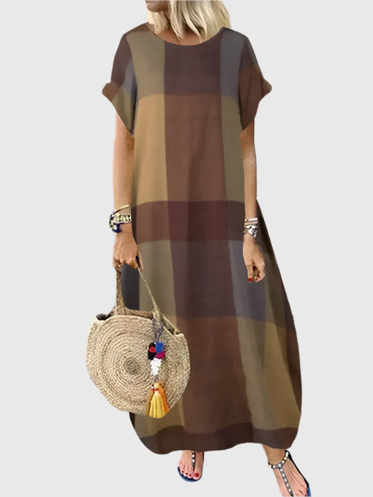 Marlowe | Navy Check Relaxed Maxi Dress