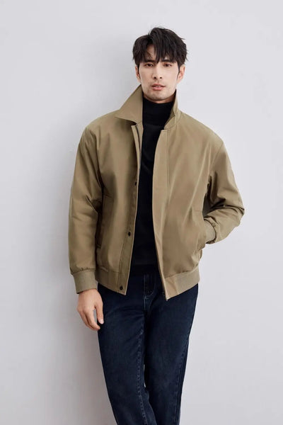 Men’s Jacket – Relaxed Fit – Woven Fabric – Classic Collar – Button-Front Casual Style