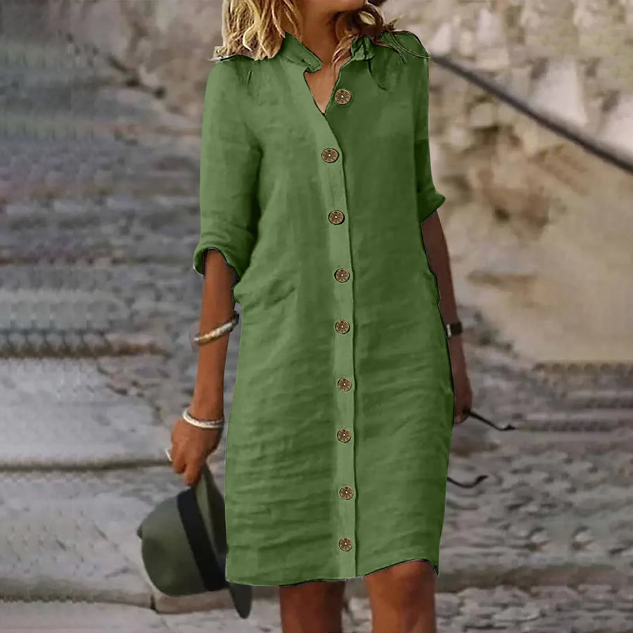 Hannika™ | Casual Midi Shirt Dress