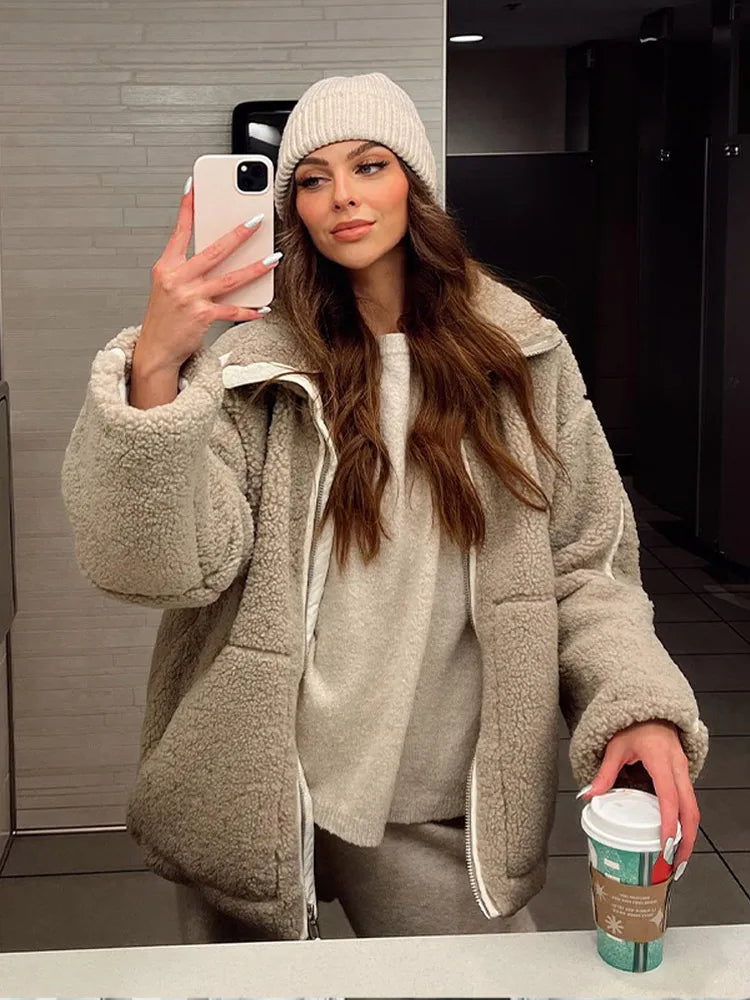 Sarah - Teddy Coat with Zipper