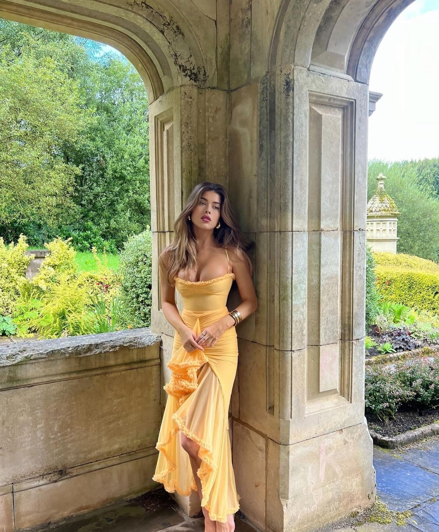 Fauna | Ruched Ruffle Dovetail Party Dress