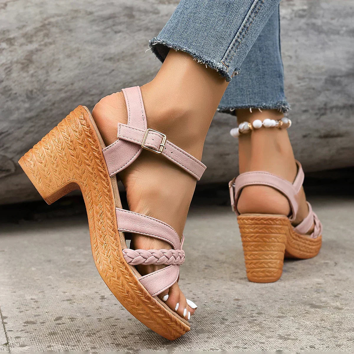 LINA | WOVEN HEEL SANDALS