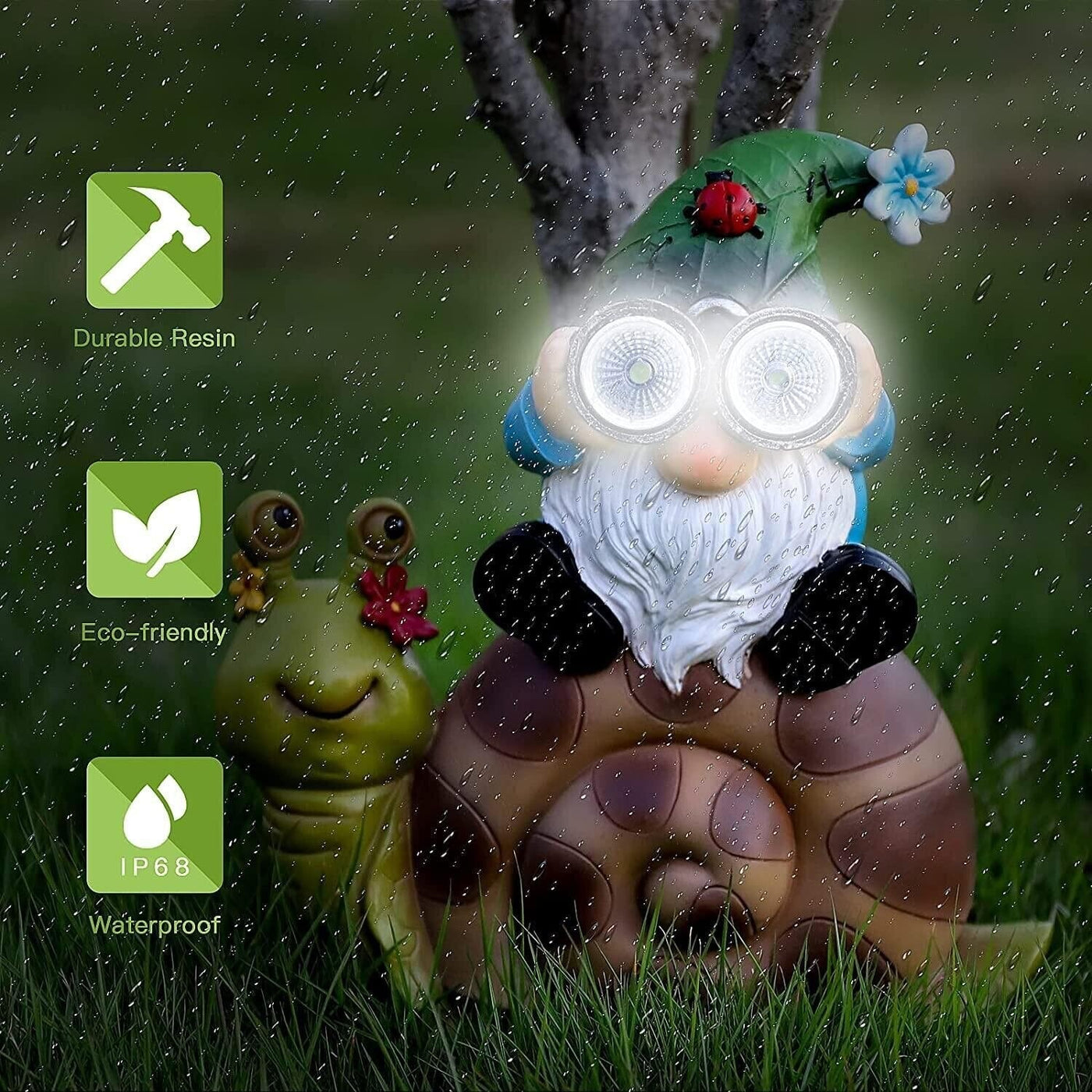 Garden Explorer Solar Gnome on Snail