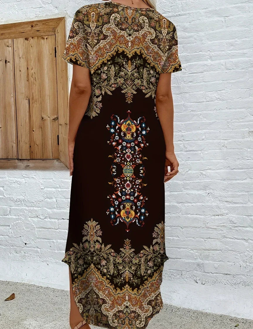 Serena | Ornate Print Boho Maxi Dress