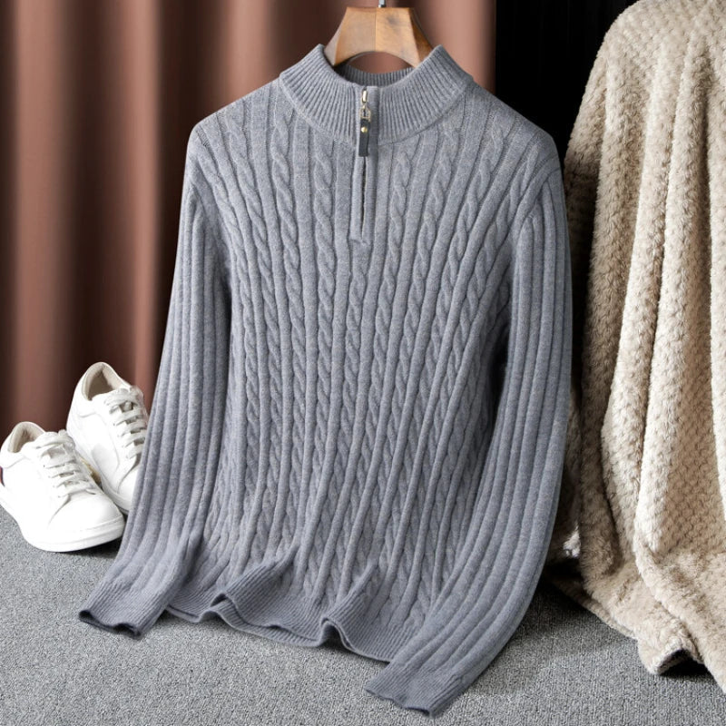 Livio Agresti Premium Half-Zip Alpaca Sweater