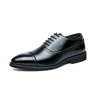 Men’s Oxford Shoes - PU Leather - Cap Toe - Classic Formal Dress Shoe
