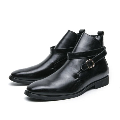 Pascal Mercier Sleek Buckle Strap Leather Ankle Boots