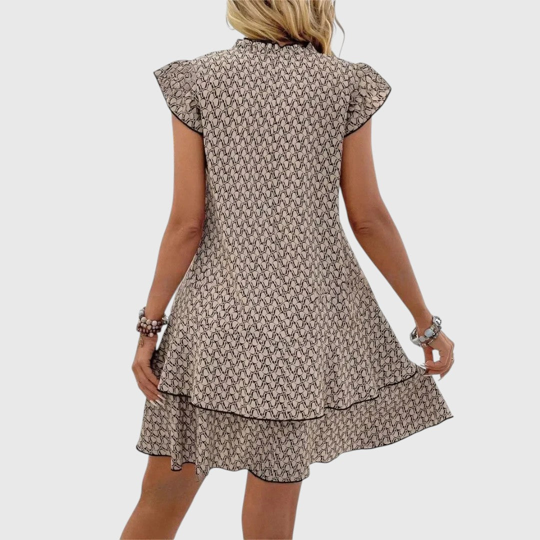 Lena | Ruffle Tie-Neck Mini Dress