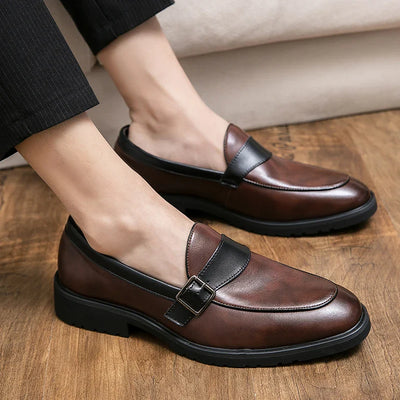 Maurice Allard Buckle Strap Leather Loafers