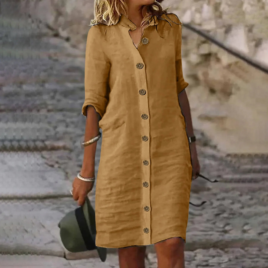 Hannika™ | Casual Midi Shirt Dress