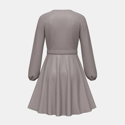 Women’s Wrap Dress – V-Neck – Long Sleeve – A-Line Fit – Soft Lightweight Fabric