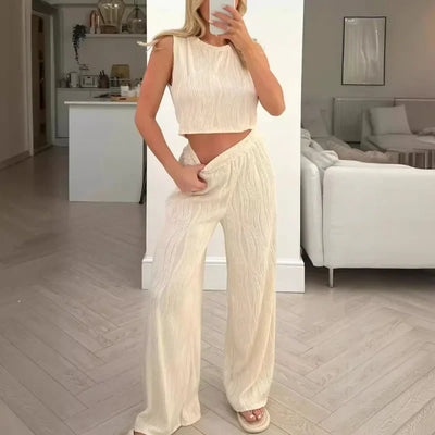 Aubrey - Sleeveless Wide Leg Trouser Set
