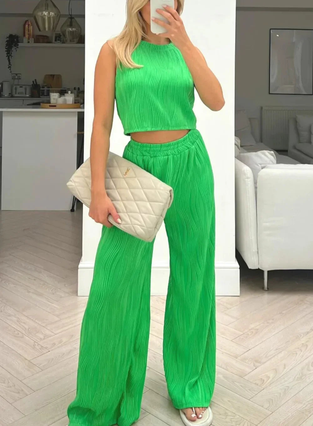 Aubrey - Sleeveless Wide Leg Trouser Set