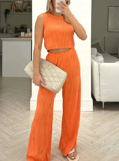 Aubrey - Sleeveless Wide Leg Trouser Set