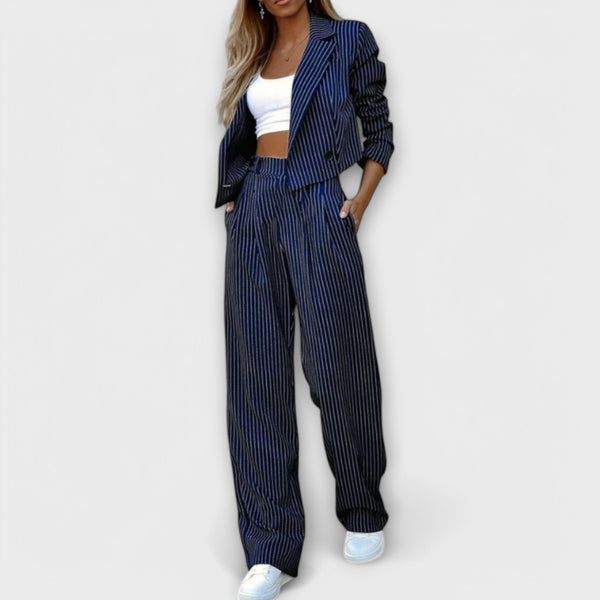 Narya™ | Elegant Striped Set with Jacket and Pants