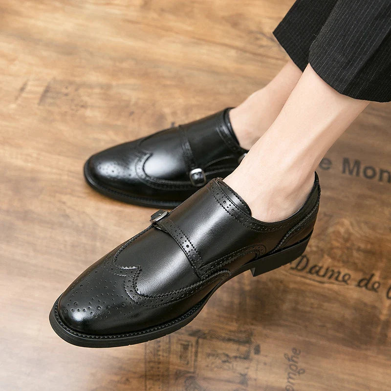 Stefano Gentile Leather Monk Strap Shoes