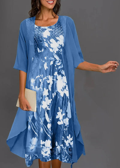 Aria™ - Elegant Floral Print Dress Two Piece Set