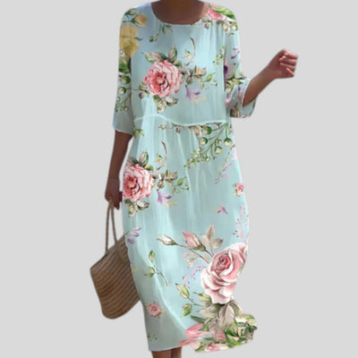 Meline | Elegant Floral Whisper Midi Dress