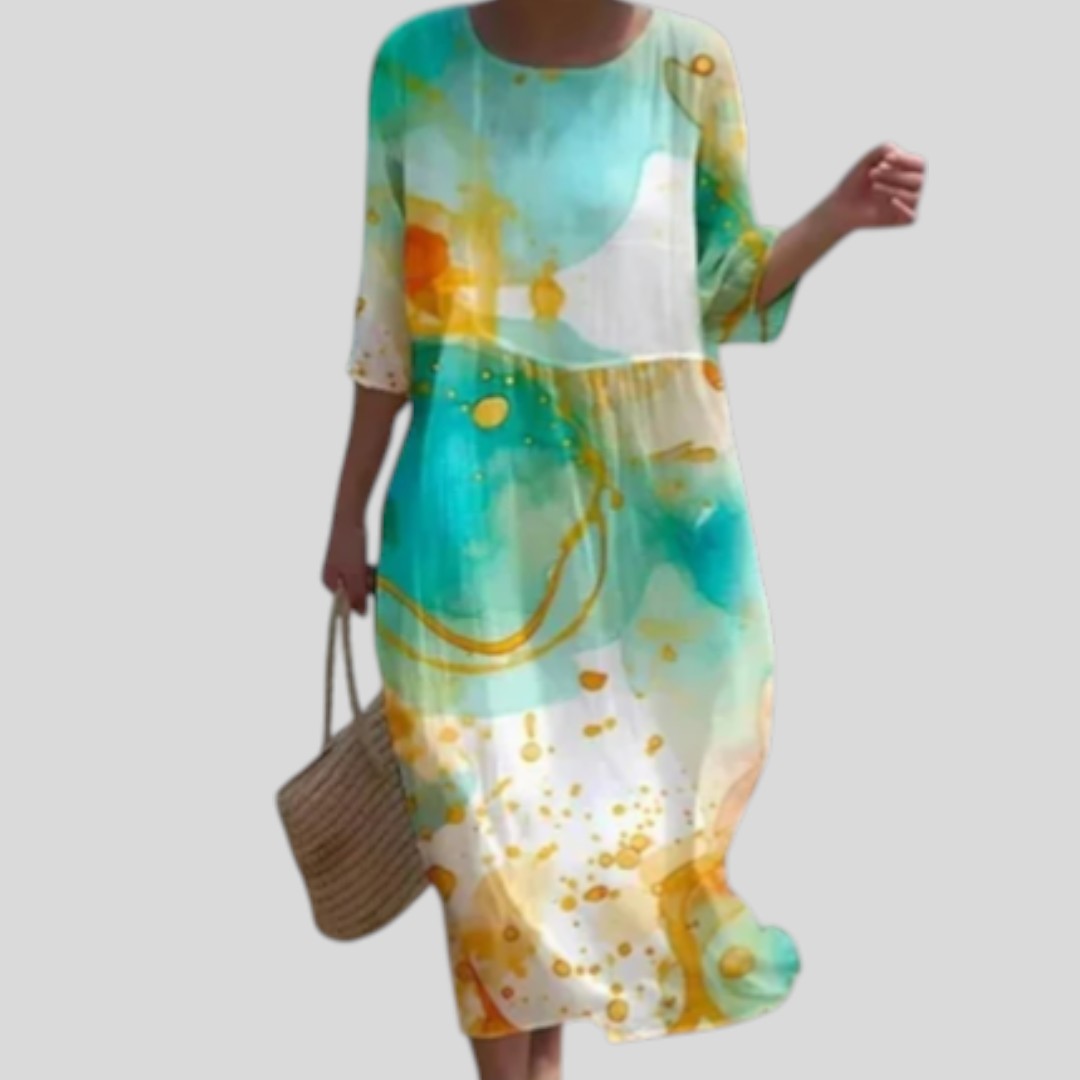 Meline | Elegant Floral Whisper Midi Dress
