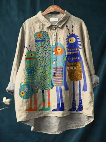 Nora | Monster-Print Playful Shirt
