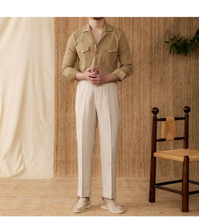 Men’s Collared Shirt – Classic Fit – Button Down – Chest Pockets – Cotton Blend