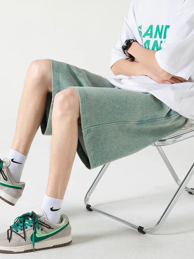 Men’s Casual Shorts – Relaxed Fit – Cotton Blend – Elastic Waist – Knee Length